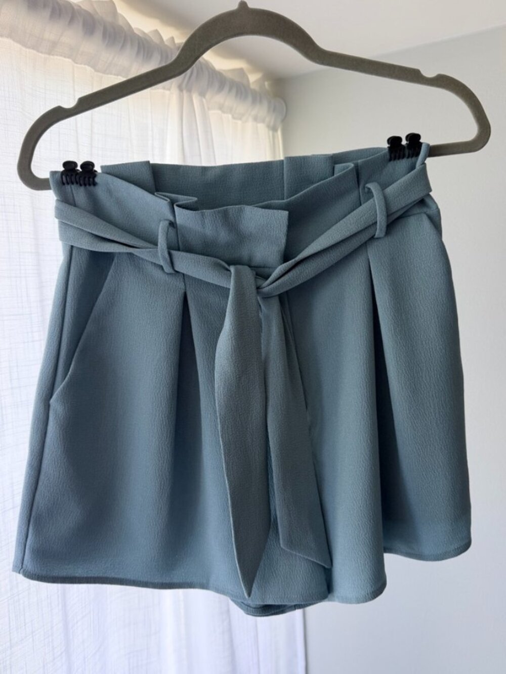 Free Press Clothing Paper Bag Waist Shorts | Dusty Blue | Size S